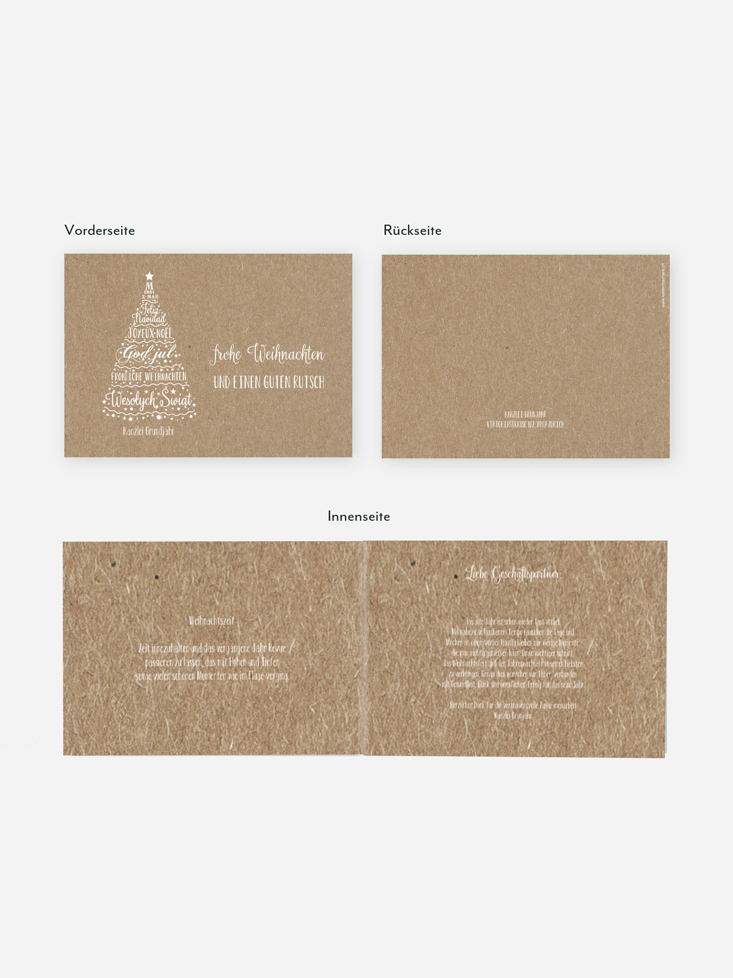 Geschäftliche Weihnachtskarte Language Tree Kraftpapier
