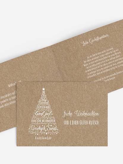 Geschäftliche Weihnachtskarte Language Tree Kraftpapier