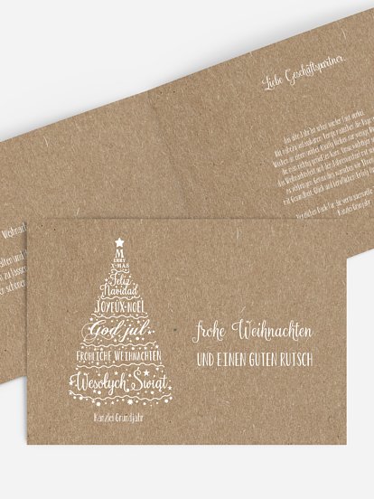 Geschäftliche Weihnachtskarte Language Tree Kraftpapier