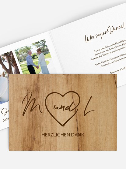 Danksagung zur Goldenen Hochzeit Rustic Heart