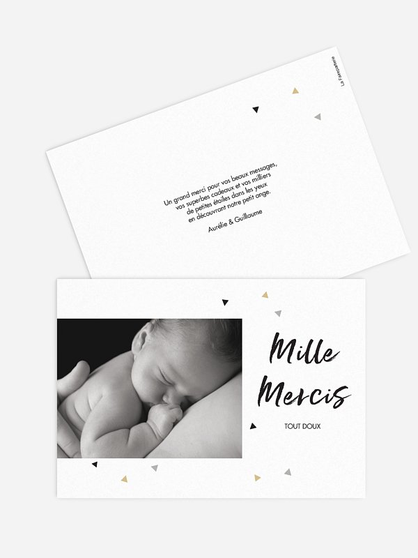 Carte remerciement naissance Petits triangles