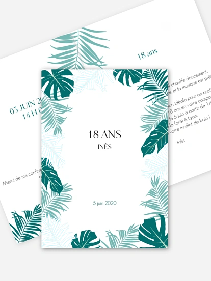 invitation anniversaire 18 Jungle Vibes Premium