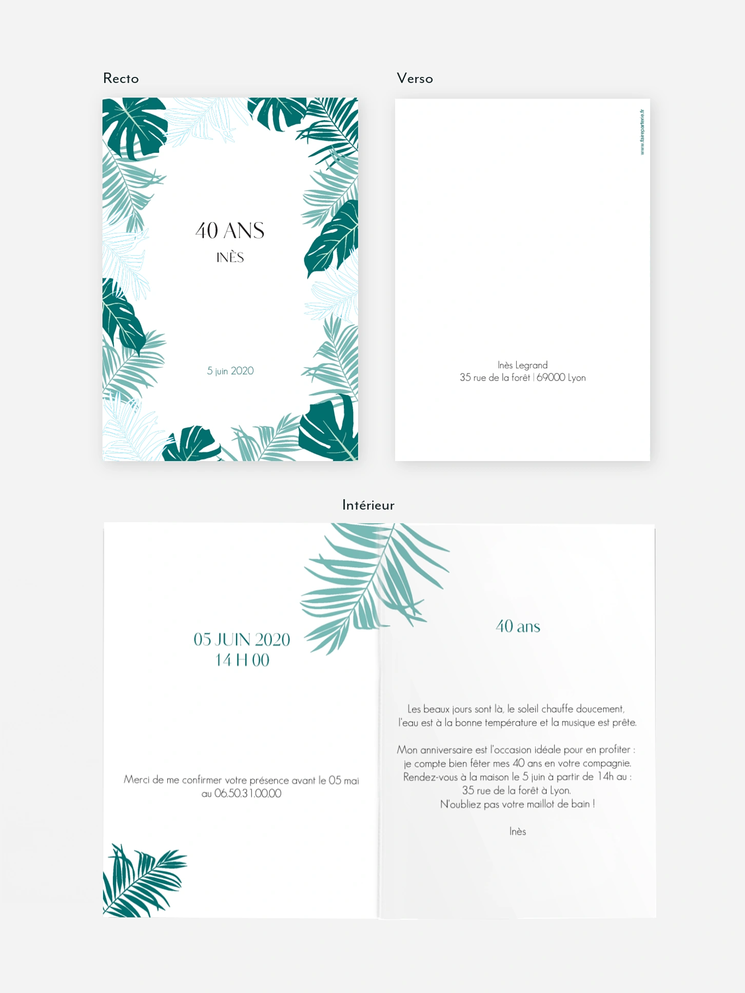 invitation anniversaire 40 Jungle Vibes Premium