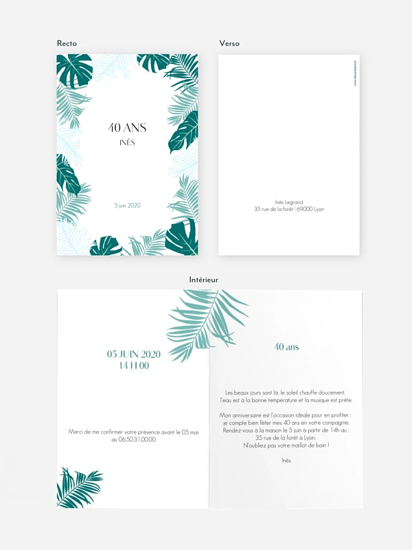 invitation anniversaire 40 Jungle Vibes Premium