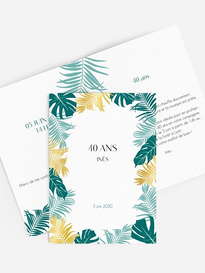 invitation anniversaire 40 Jungle Vibes Premium