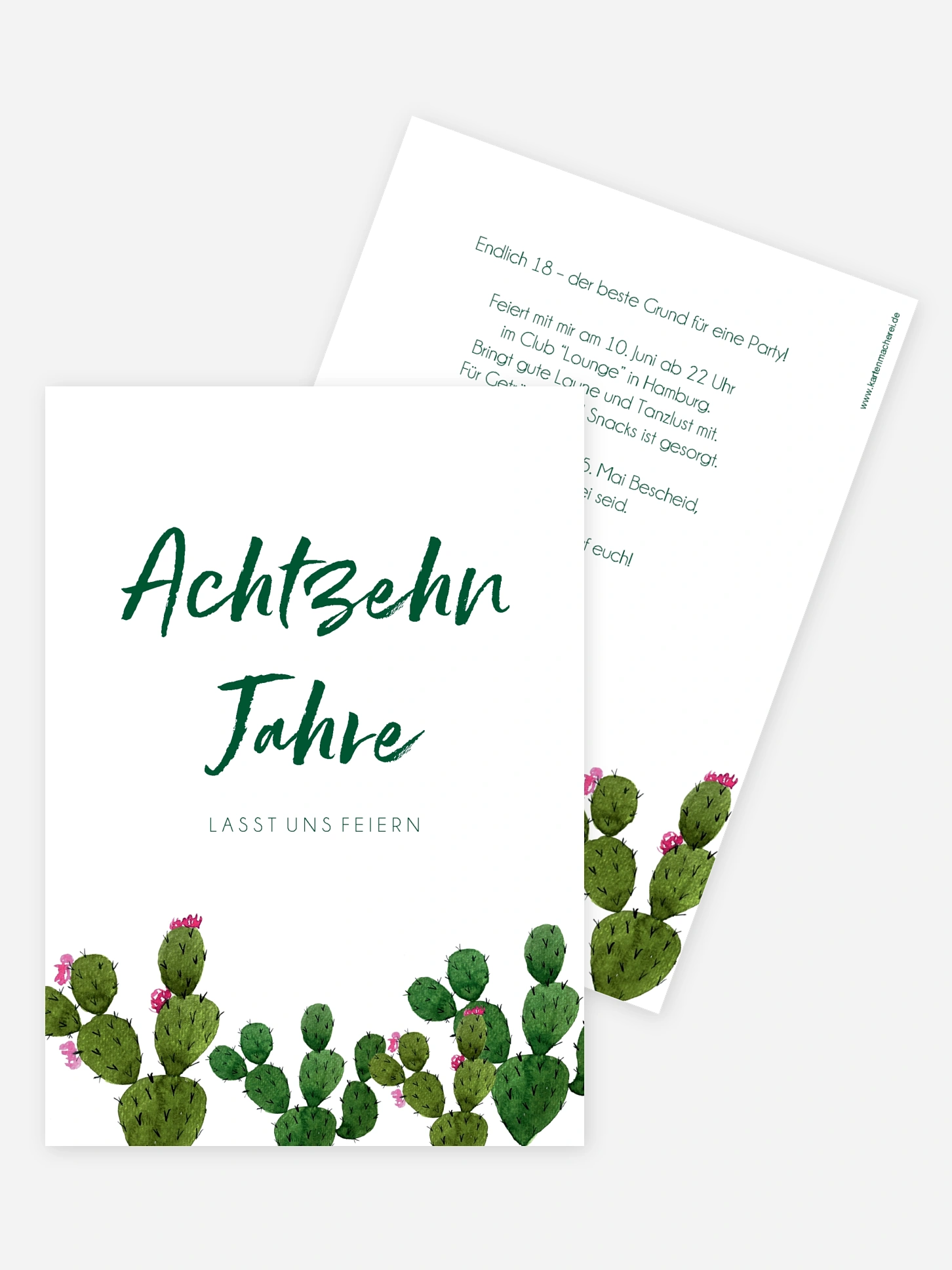 Einladung 18. Geburtstag Kakteen
