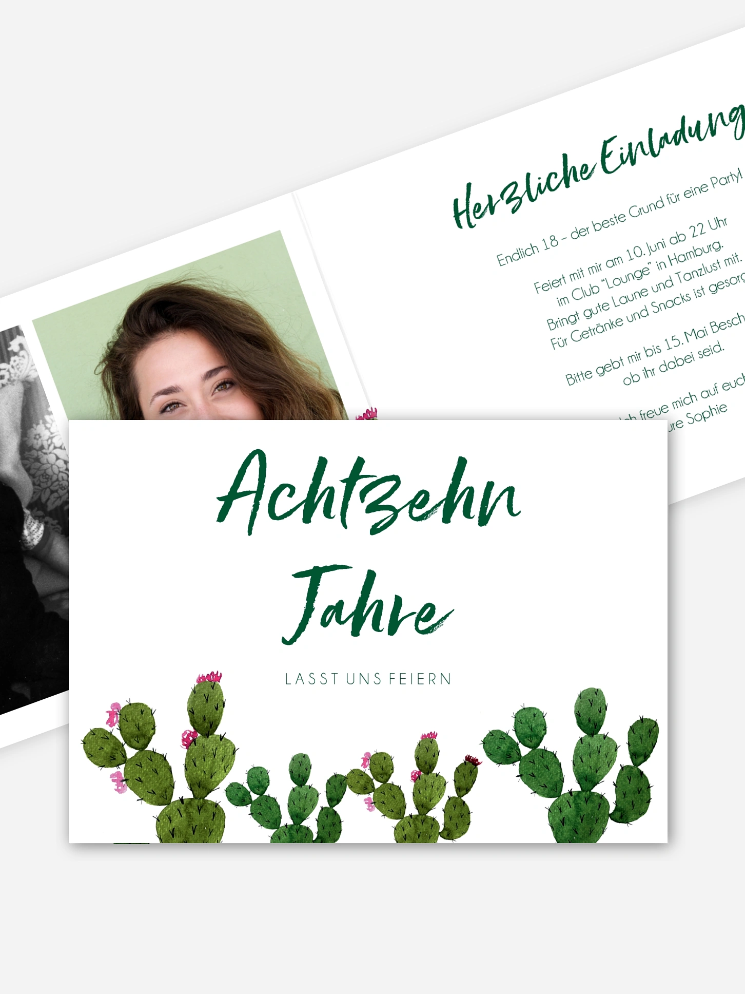Einladung 18. Geburtstag Kakteen