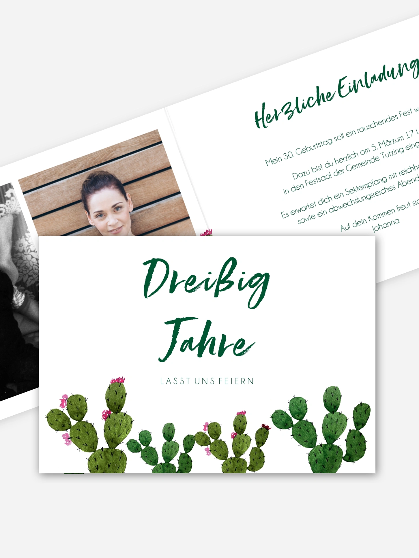 Einladung 30. Geburtstag Kakteen