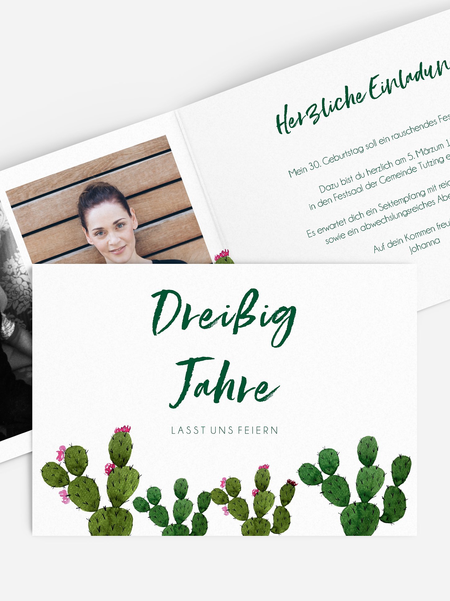 Einladung 30. Geburtstag Kakteen