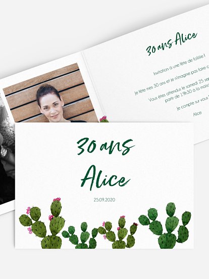 invitation anniversaire 30 Cactus