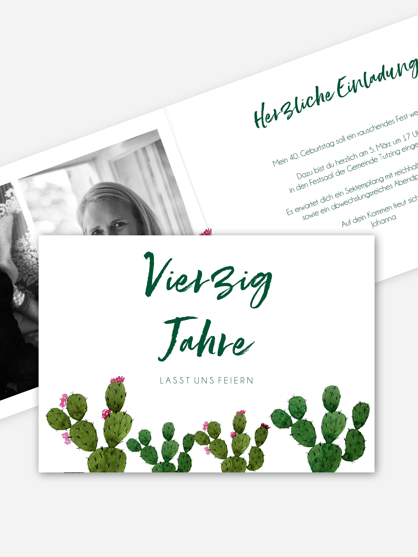 Einladung 40. Geburtstag Kakteen