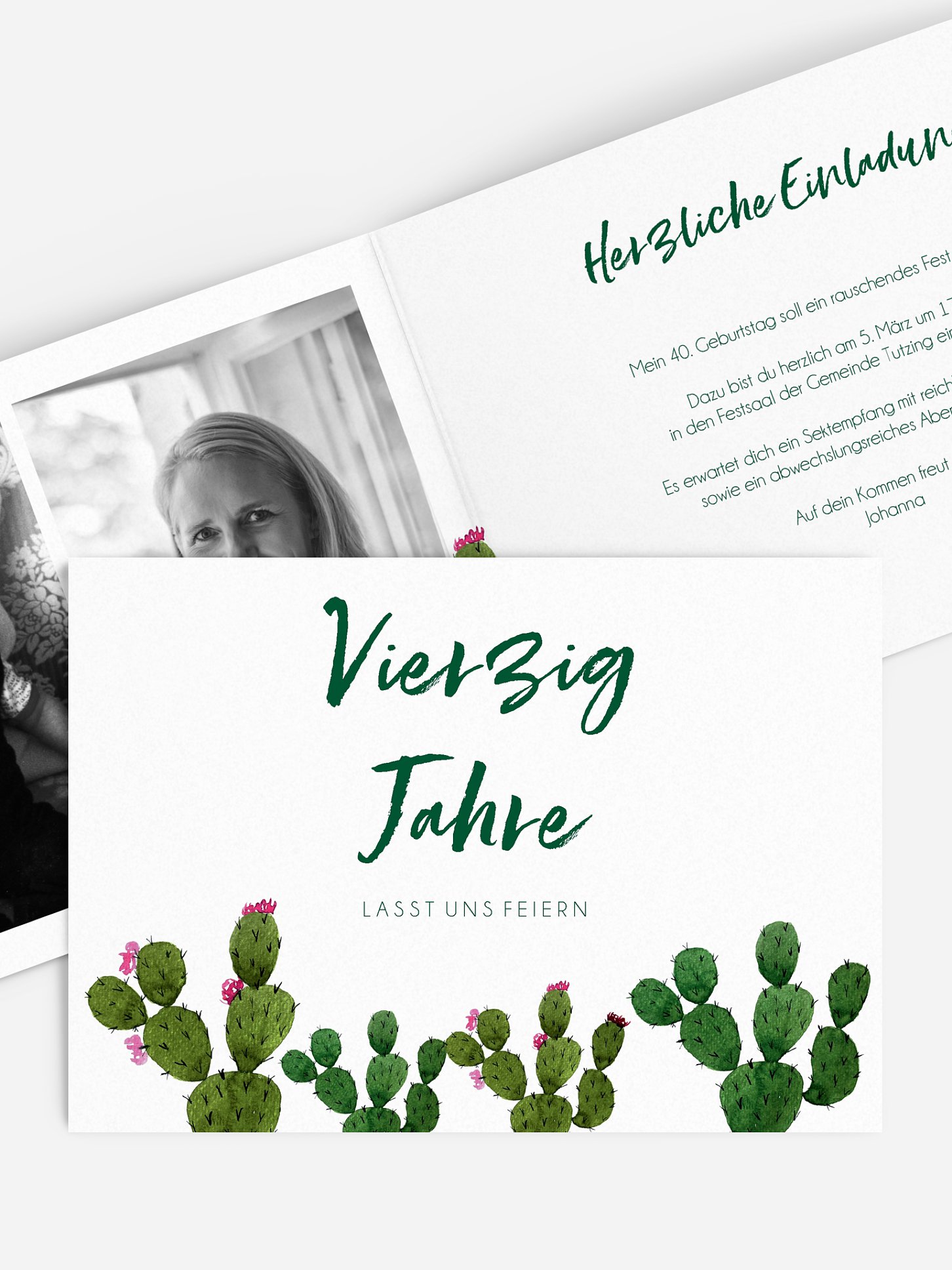 Einladung 40. Geburtstag Kakteen