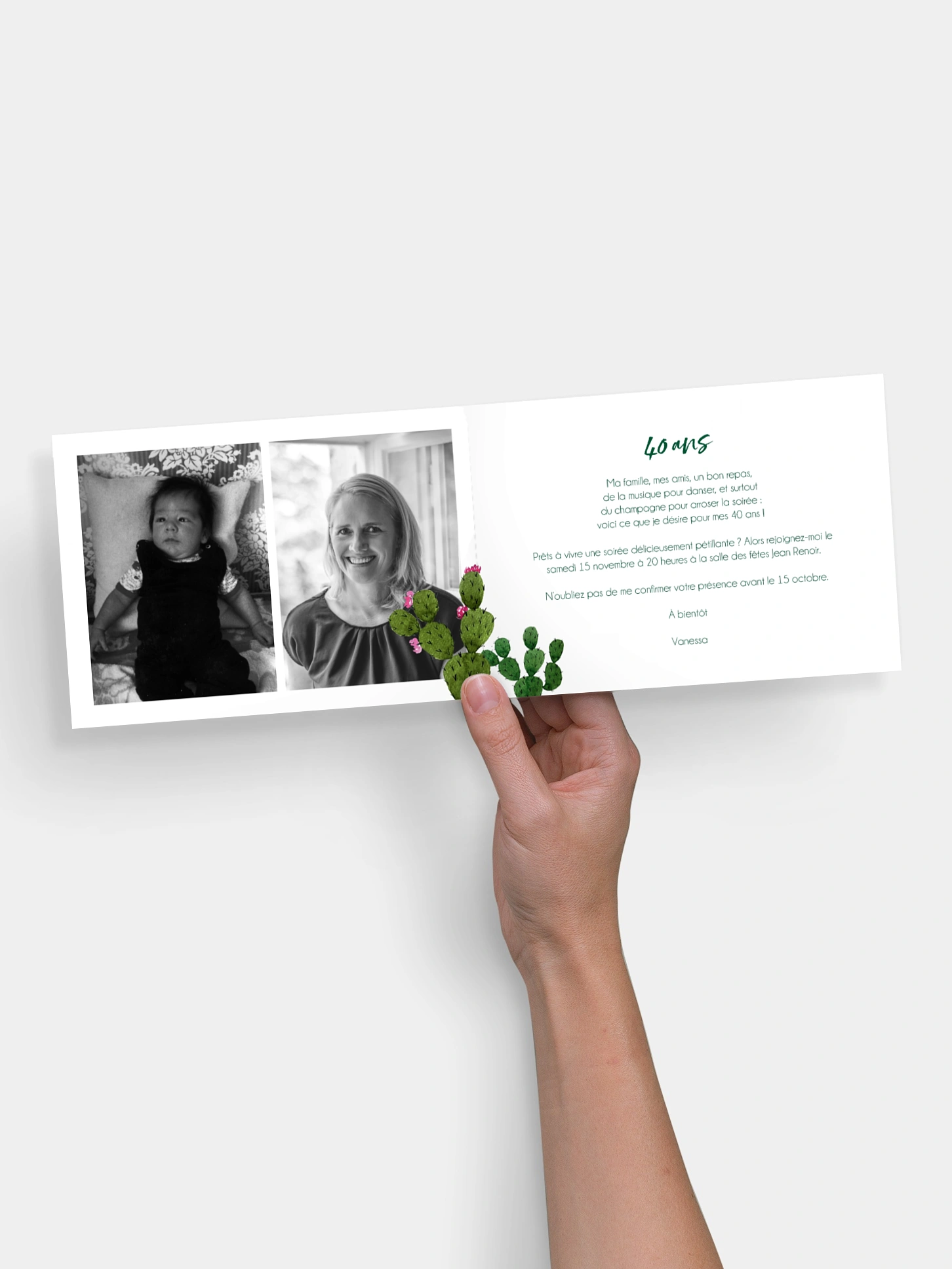 invitation anniversaire 40 Cactus