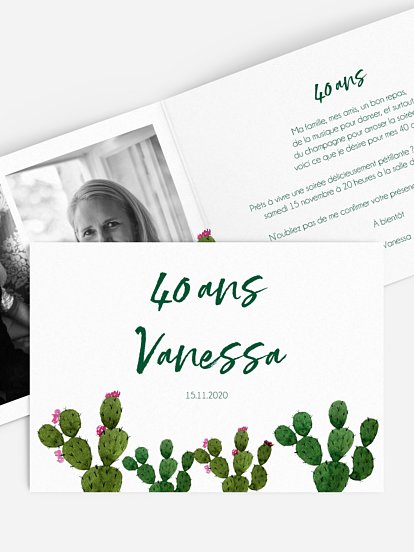 invitation anniversaire 40 Cactus
