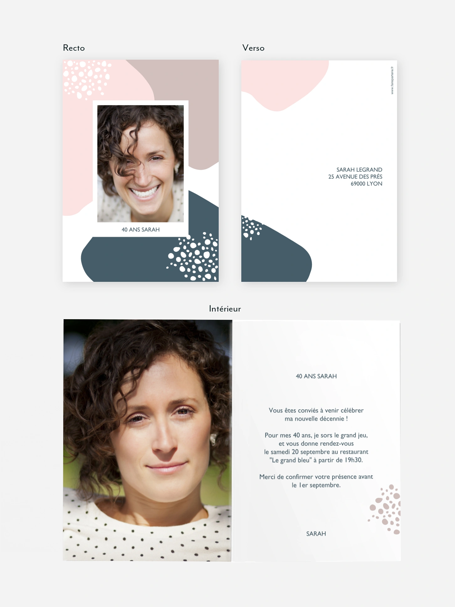 invitation anniversaire 40 En couleurs Premium
