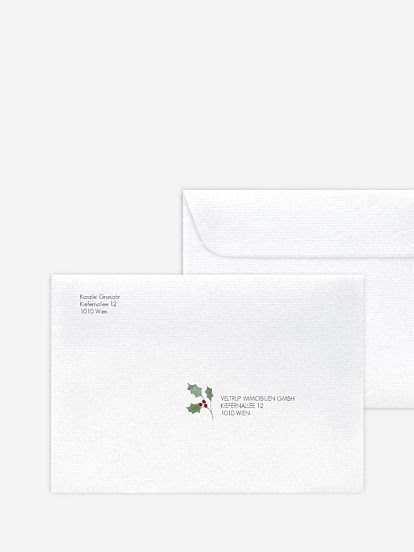 Bedruckte Umschläge geschäftl. Weihnachten Weihnachtskranz