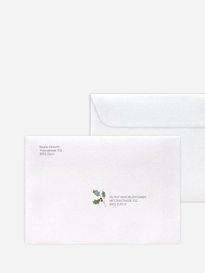 Bedruckte Umschläge geschäftl. Weihnachten Weihnachtskranz