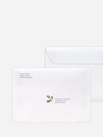 Bedruckte Umschläge geschäftl. Weihnachten Weihnachtskranz