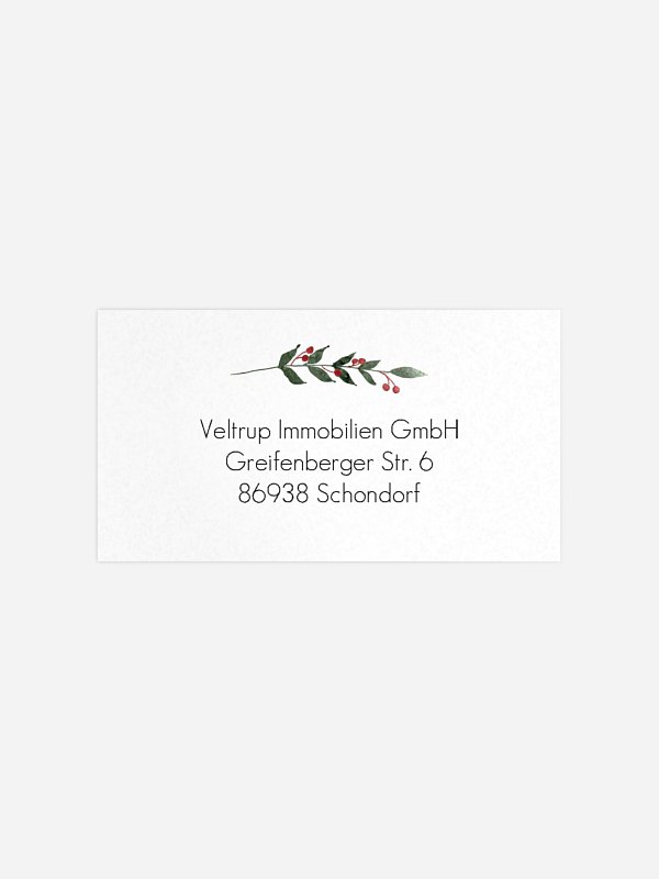 Empfängeraufkleber geschäftl. Weihnachten Weihnachtskranz
