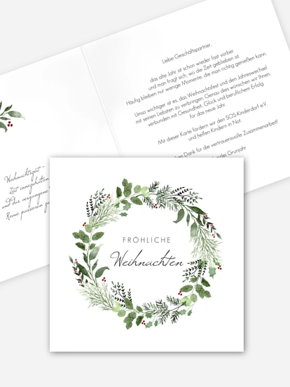 Spendenkarten Geschäftlich Weihnachtskranz