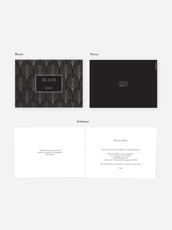 invitation anniversaire 30 Jolie dorure