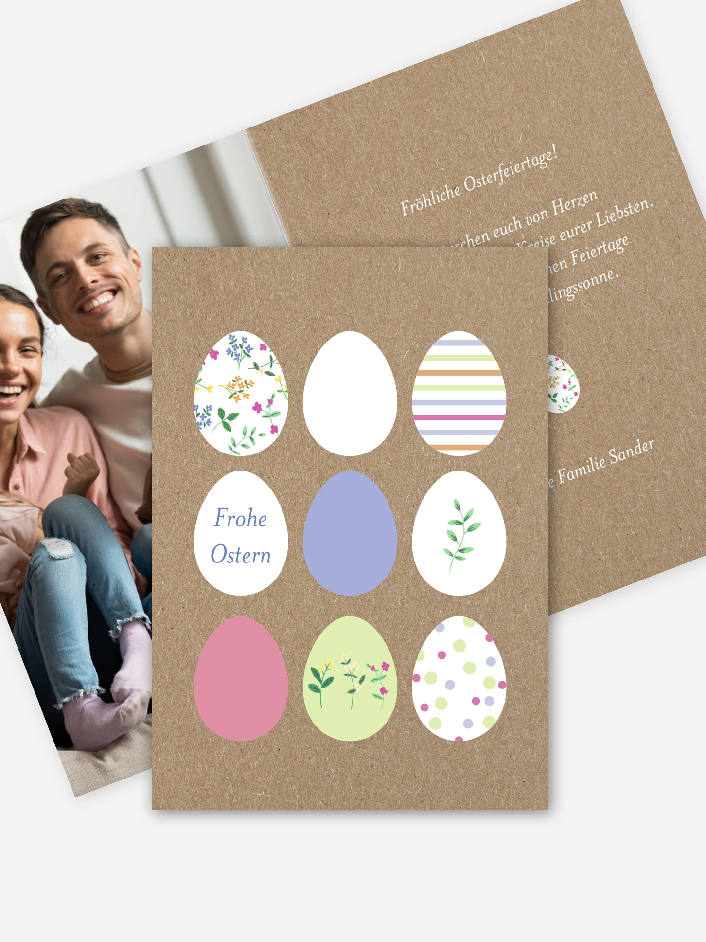 Osterkarte Ostereier Kraftpapier