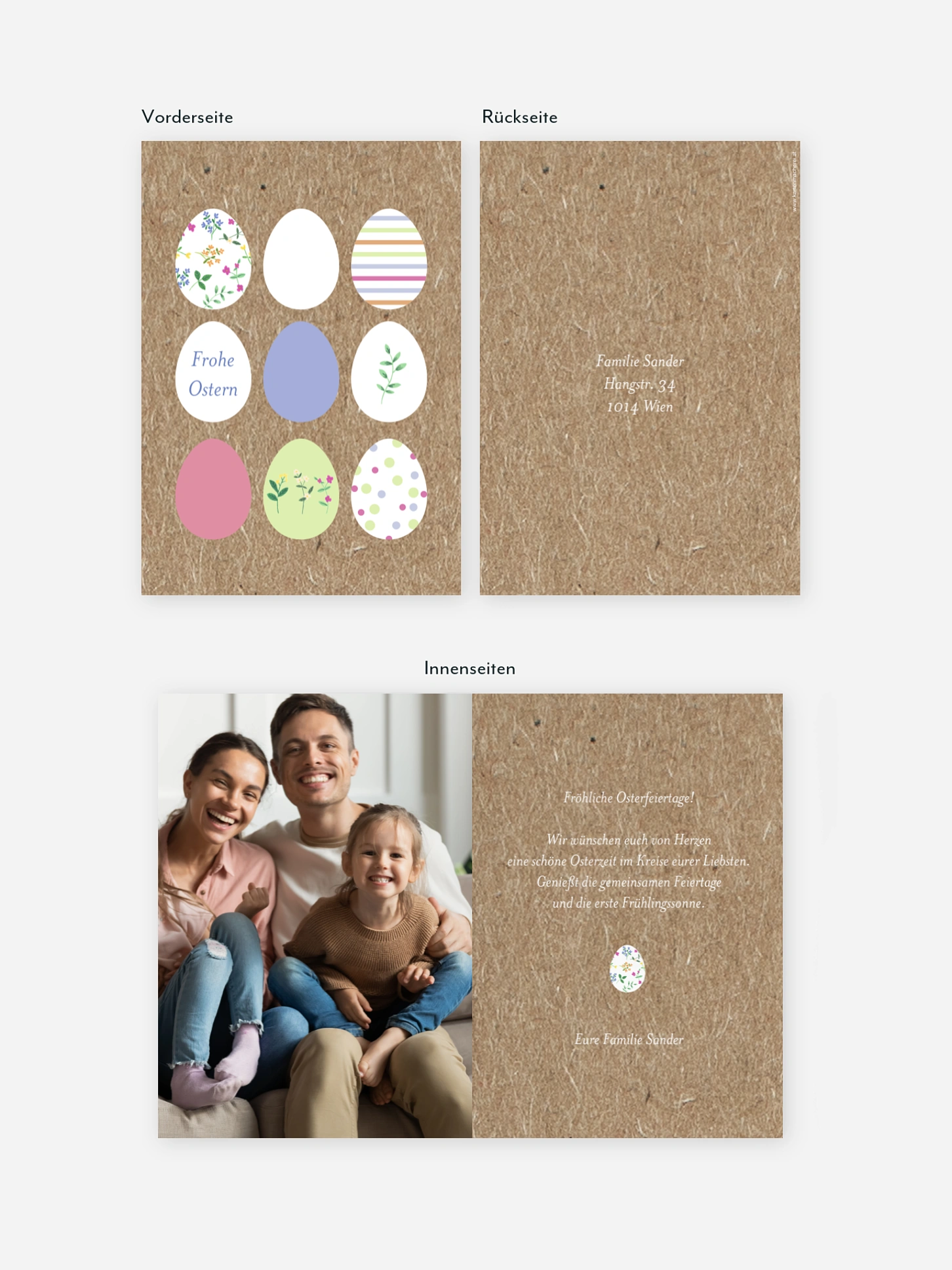 Osterkarte Ostereier Kraftpapier