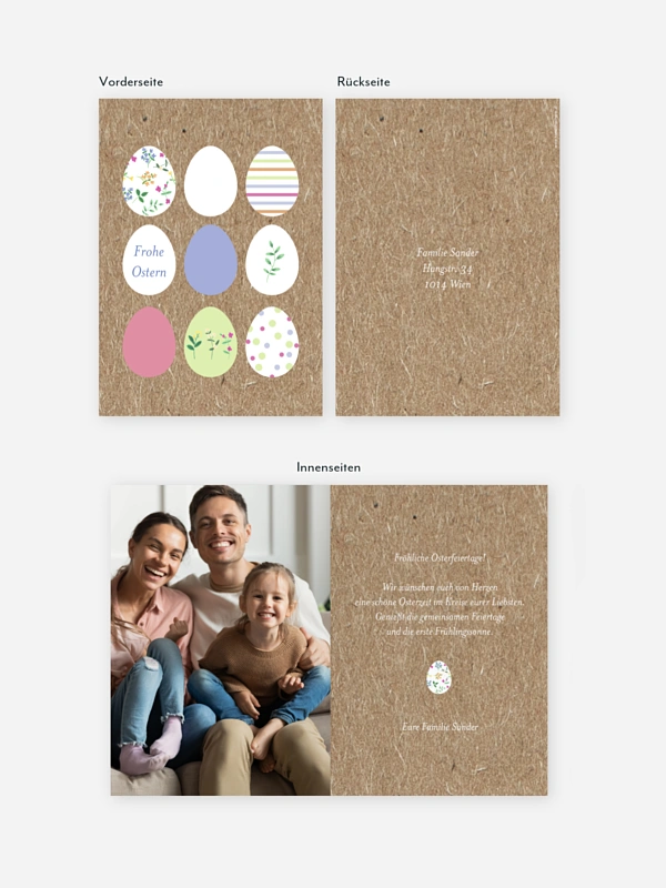 Osterkarte Ostereier Kraftpapier
