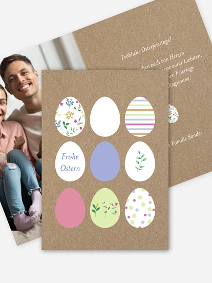 Osterkarte Ostereier Kraftpapier