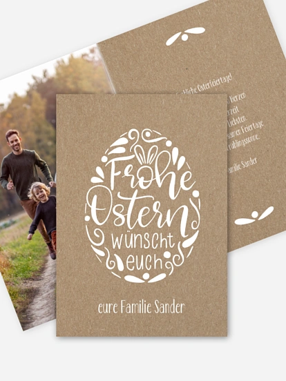 Osterkarte Handlettering-Ei Kraftpapier