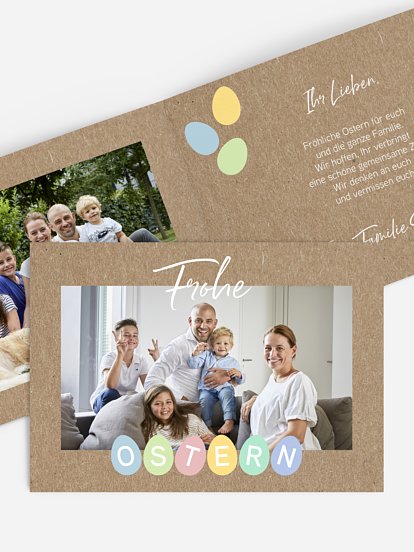 Osterkarte Buntes Fest Kraftpapier