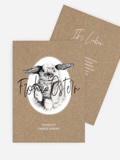 Osterkarte Osterhäschen Kraftpapier