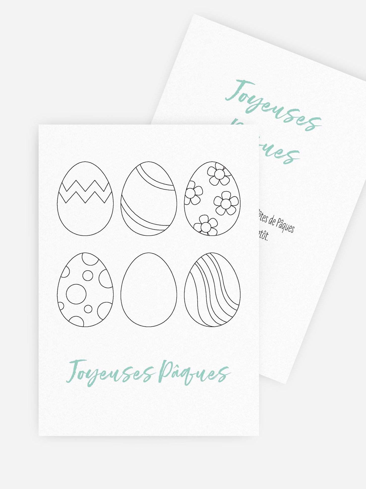 Carte de Pâques Oeufs à colorier