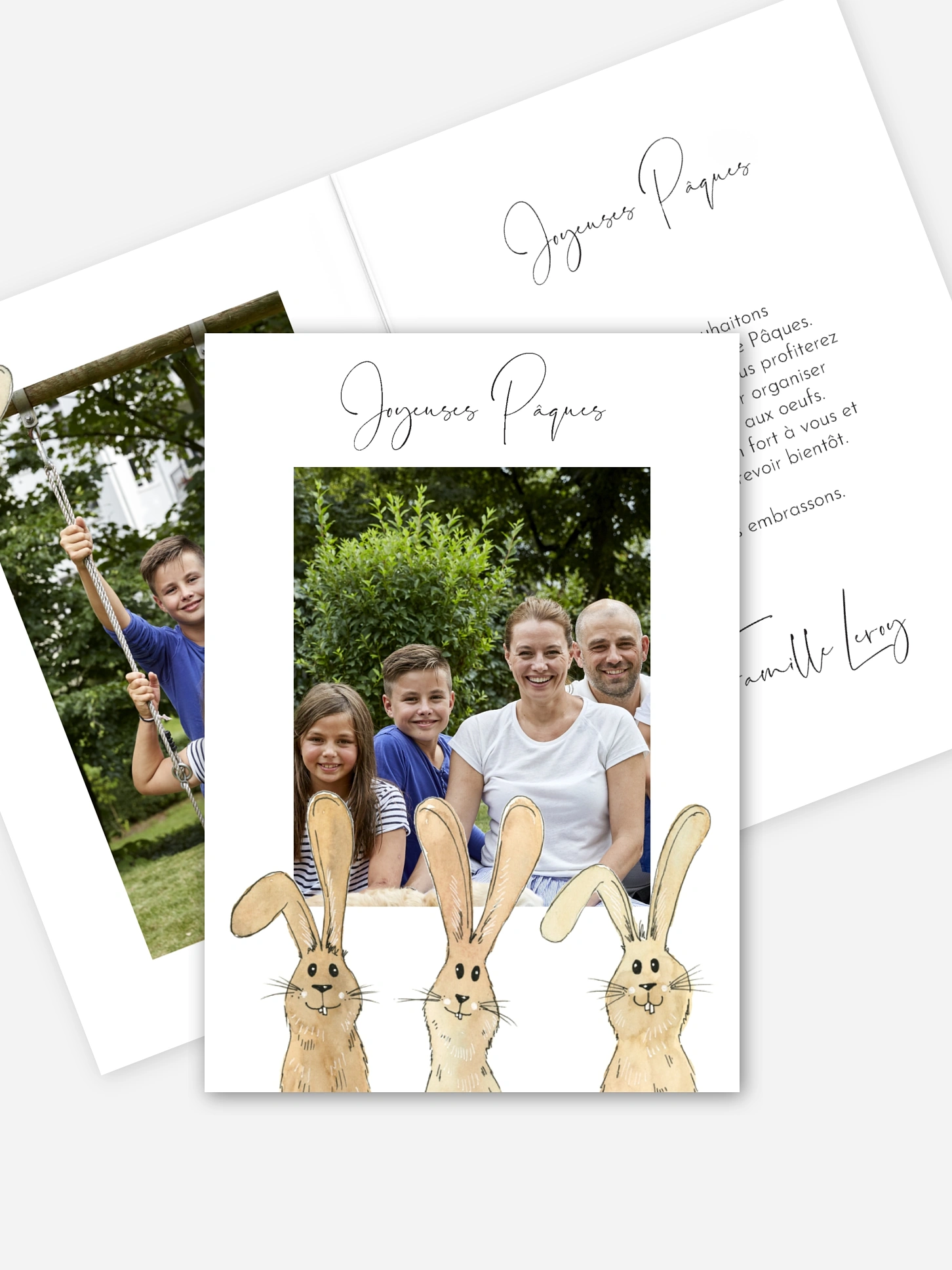 Carte de Pâques Famille lapin