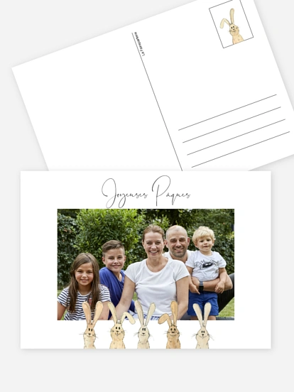 Carte de Pâques Famille lapin