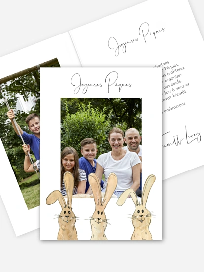 Carte de Pâques Famille lapin