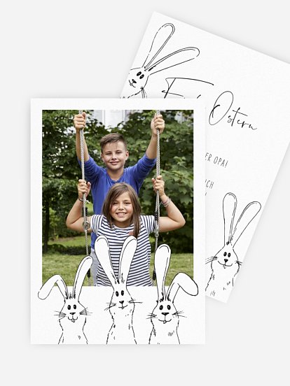 Osterkarte Hasenbande zum Ausmalen