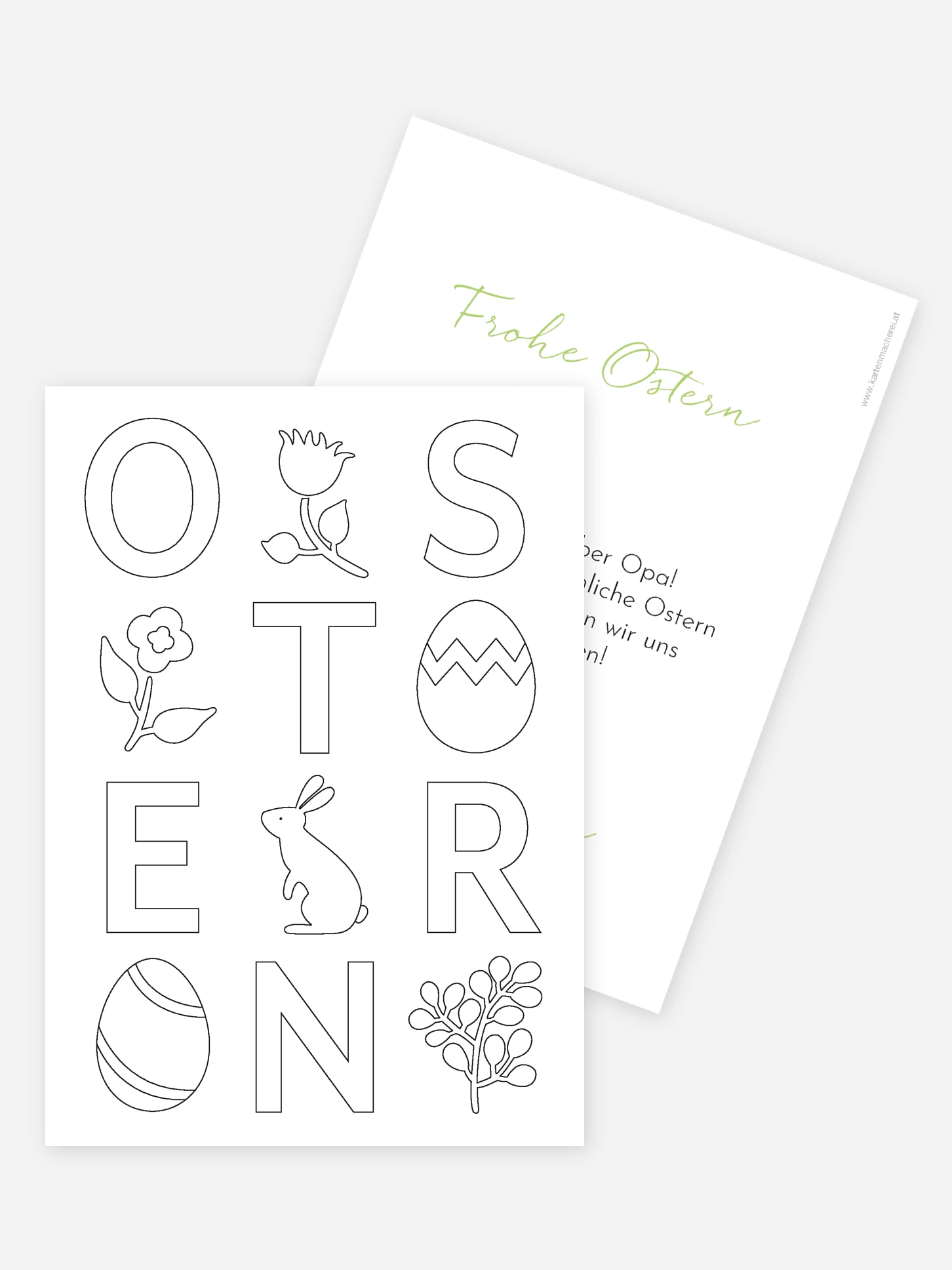 Osterkarte Buchstabenspiel zum Ausmalen