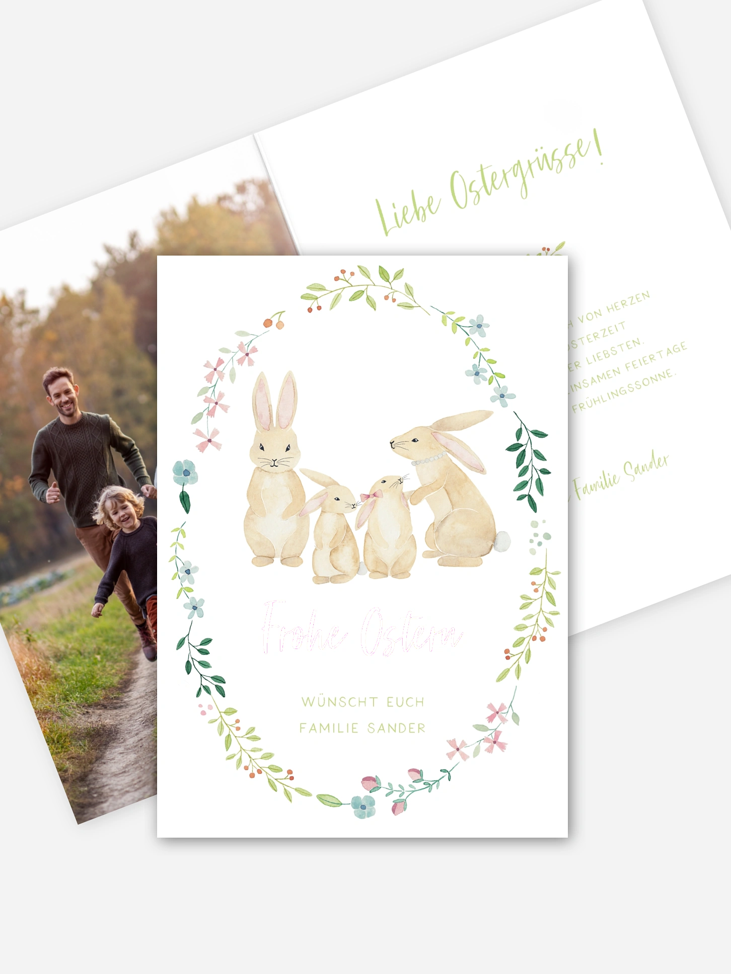 Osterkarte Hasenfamilie