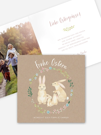 Osterkarte Hasenfamilie