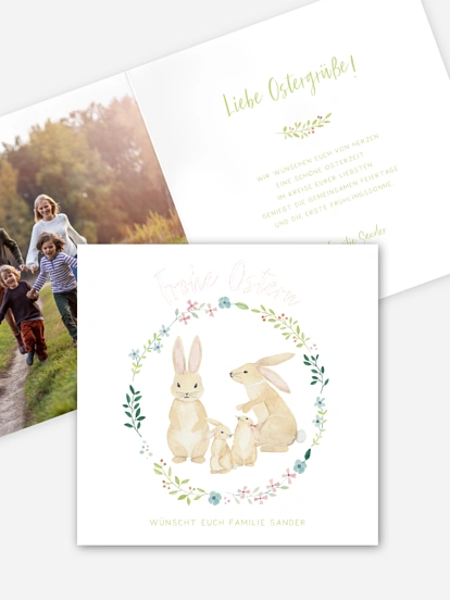 Osterkarte Hasenfamilie