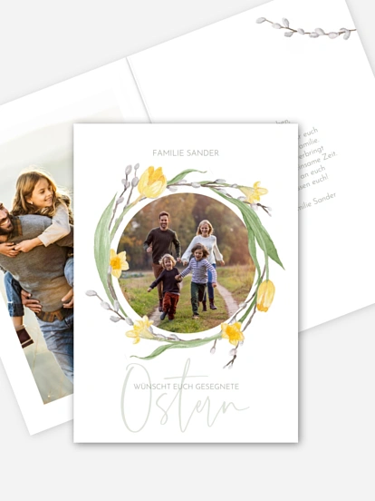 Osterkarte Palmkätzchenkranz