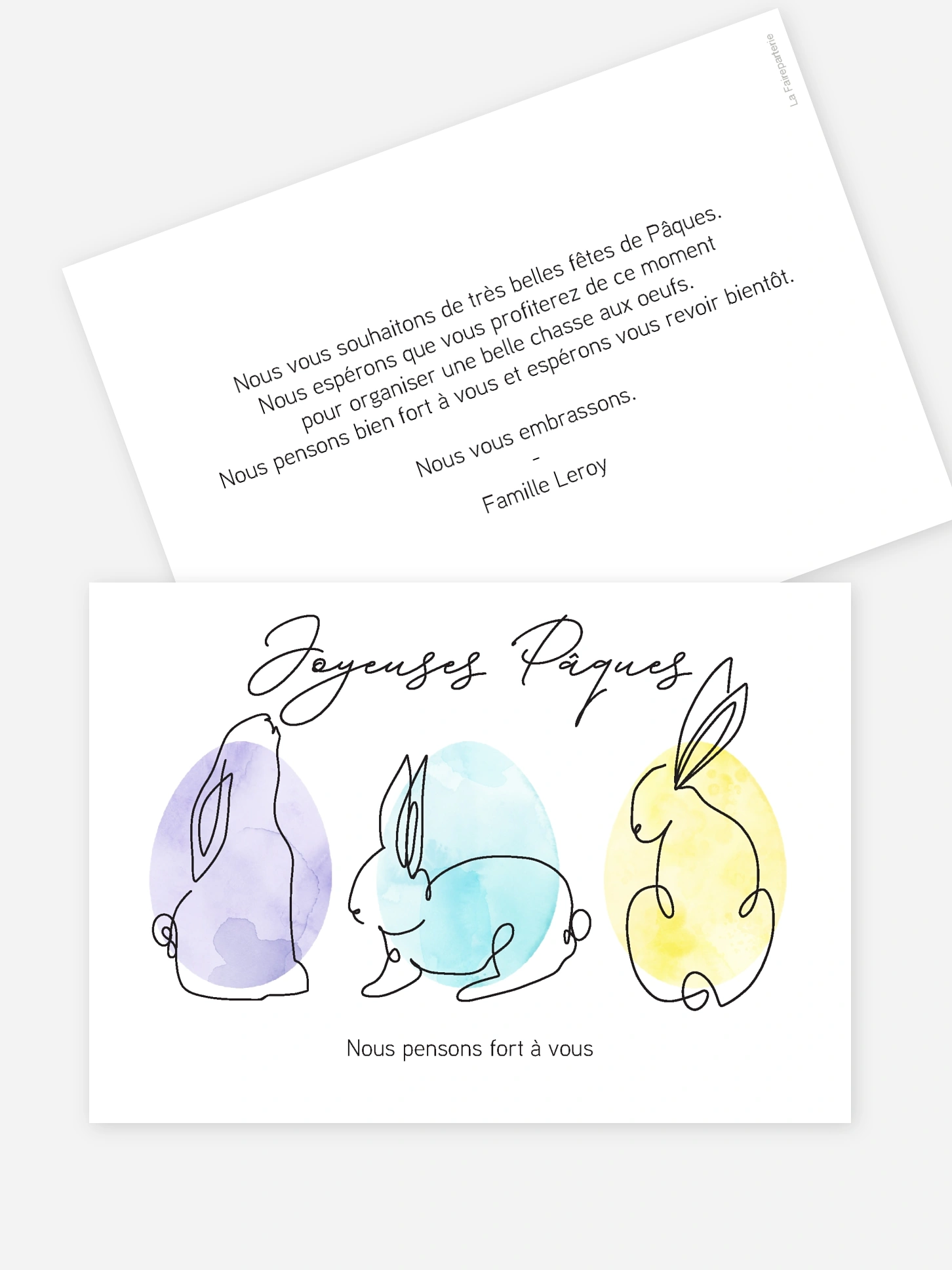 Carte de Pâques Lapins dessinés