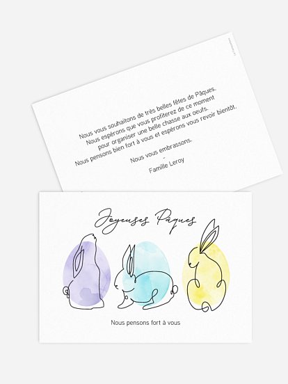 Carte de Pâques Lapins dessinés