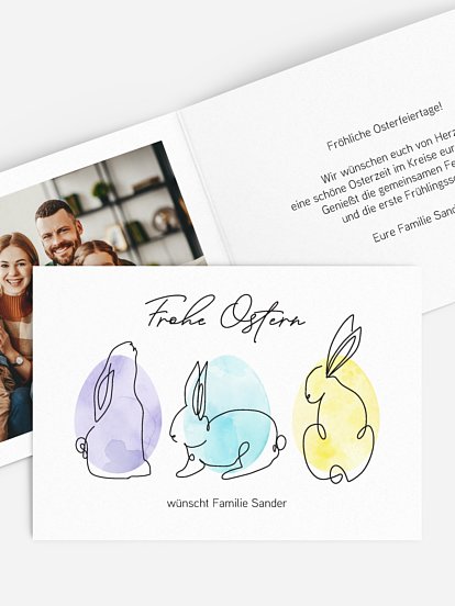 Osterkarte Minimal Rabbits