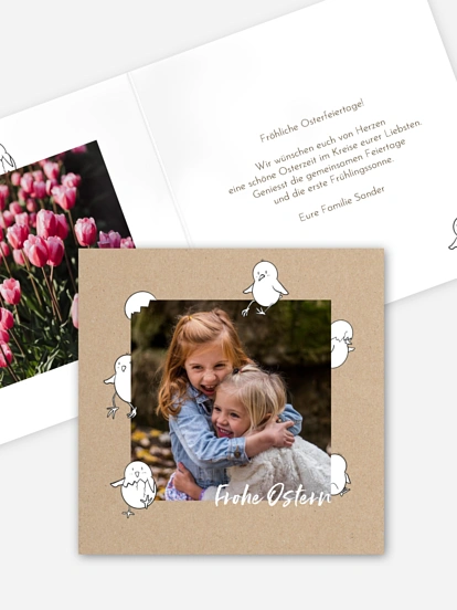 Osterkarte Versteckspiel mit Küken zum Ausmalen