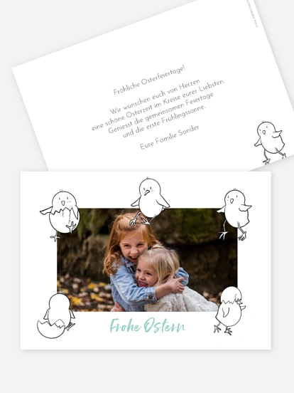 Osterkarte Versteckspiel mit Küken zum Ausmalen