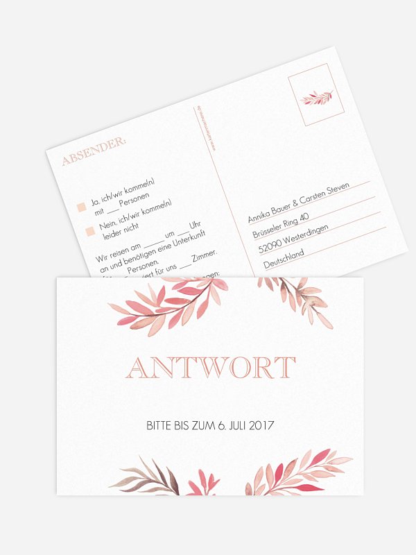 Antwortkarte Hochzeit Seasonal Leaves