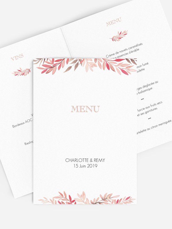 Menu mariage Feuillage de saison