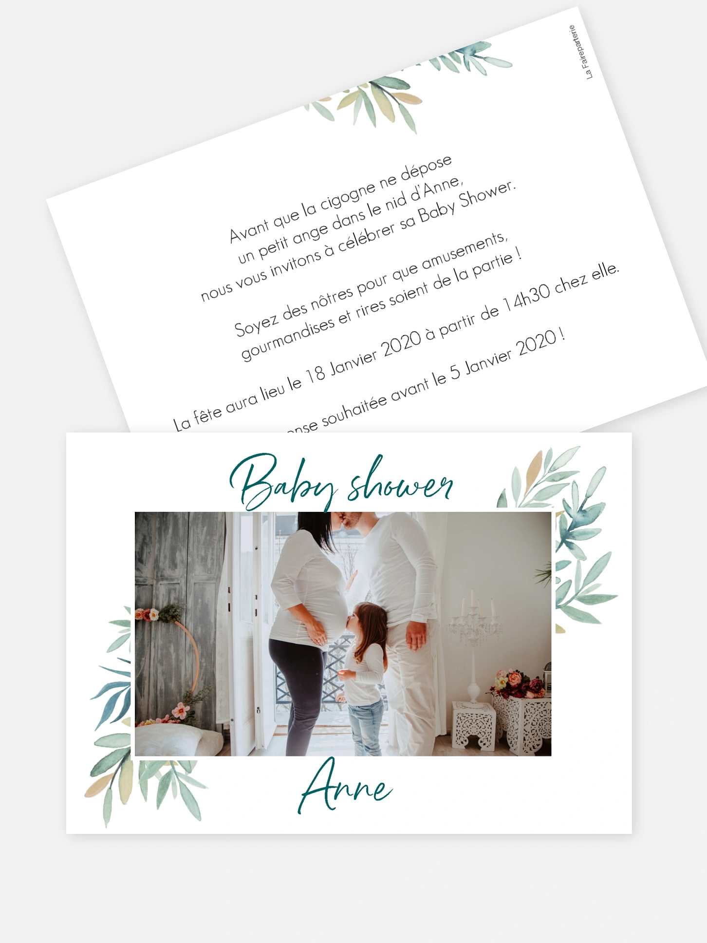 Invitation baby shower Feuilles de saison